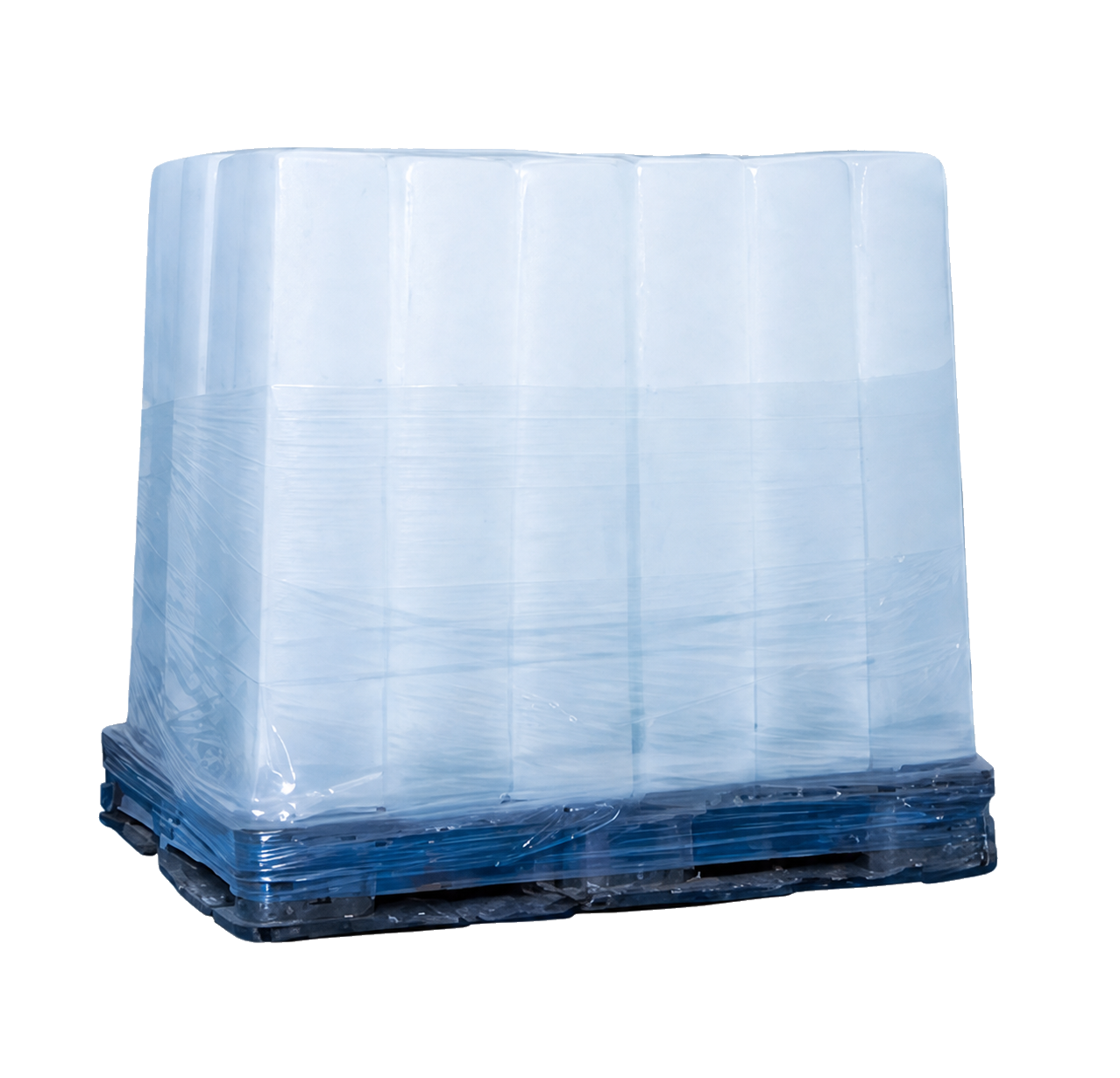 Tarima con barras de hielo emplayadas